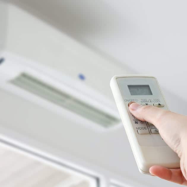 This homeowner uses a remote to control their ductless AC system here in Buffalo, NY.
