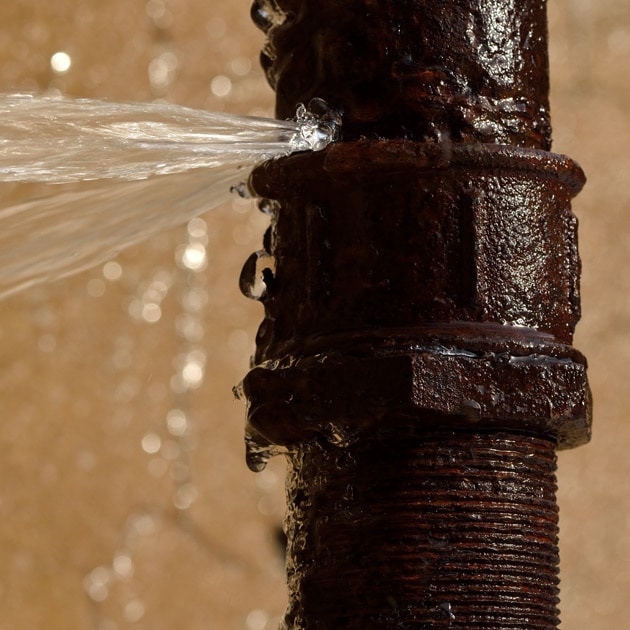 A corroded pipe this like one is at serious risk of springing a leak in the very near future.